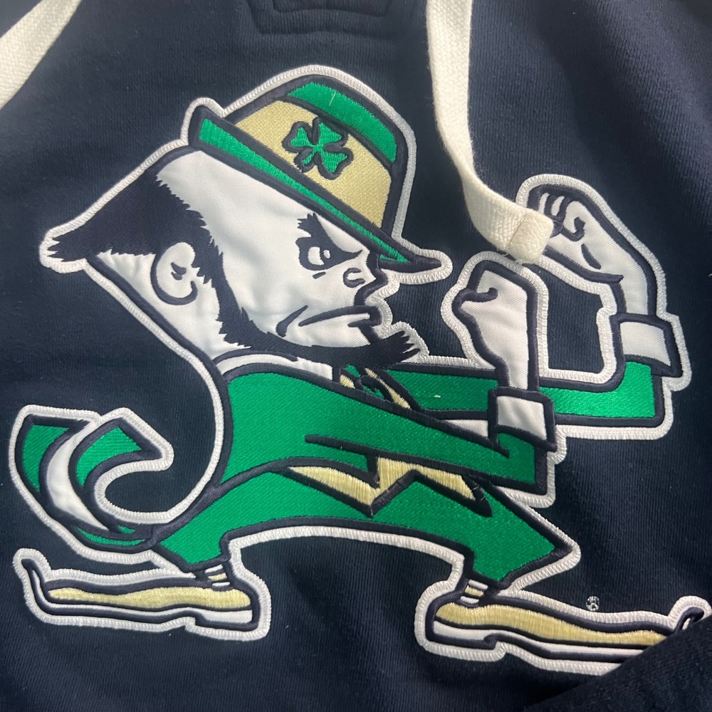 Champion Hoodie Mens S Navy Notre Dame Fighting Irish Lace Up Colorblock 3947 - Picture 2 of 8